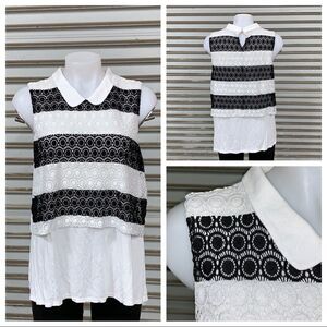 Elle black and white top  size XL
